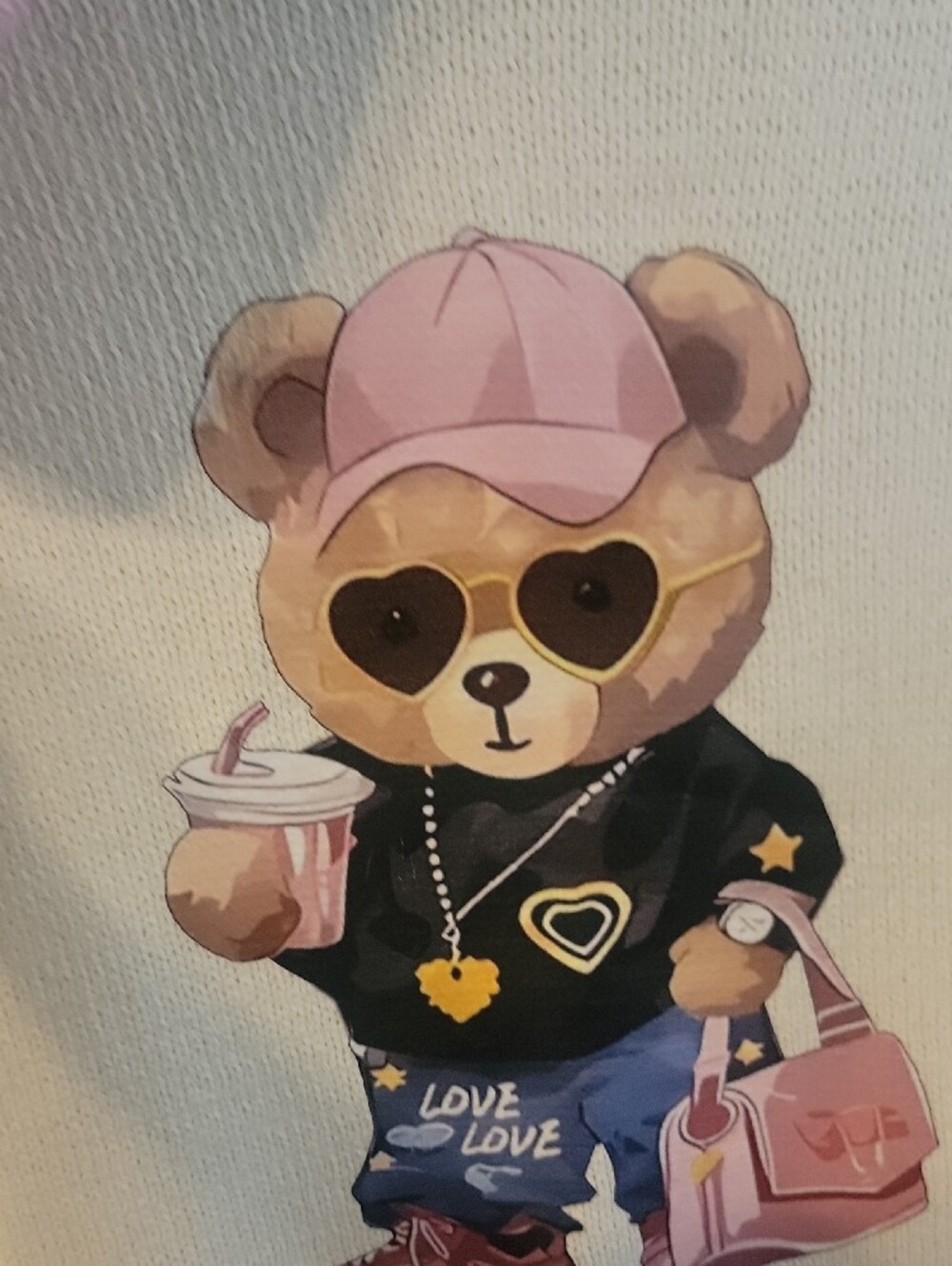 GIFTABLES Adorable Bear Sweater with Pink Gingham Cap & Bear Purse Charm - Picture 3 of 7